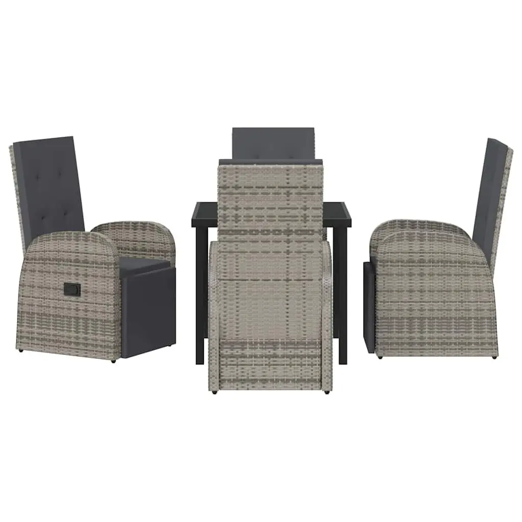 5-Piece Grey Garden Dining Set with Cushions