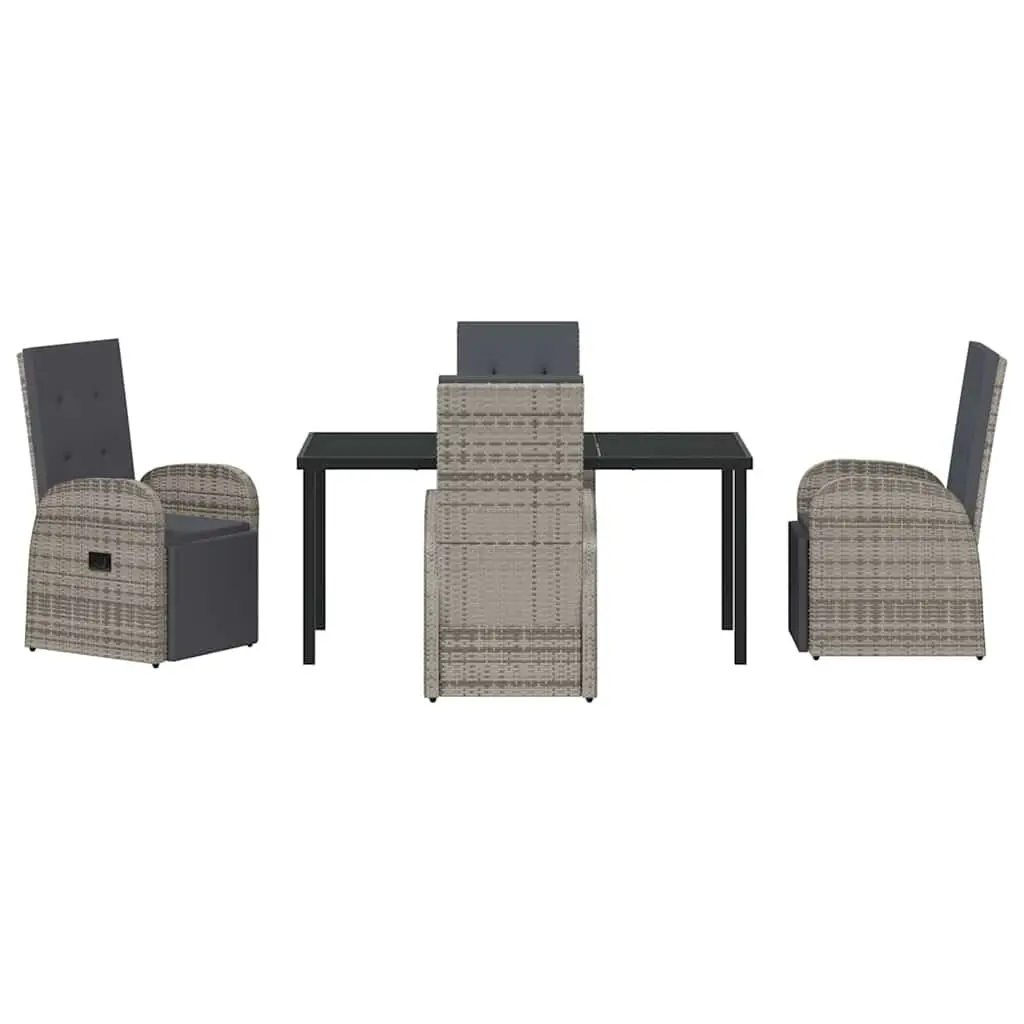 5-Piece Grey Outdoor Dining Set with Poly Rattan Chairs