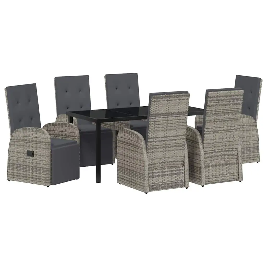 7 Piece Grey Poly Rattan Garden Dining Set