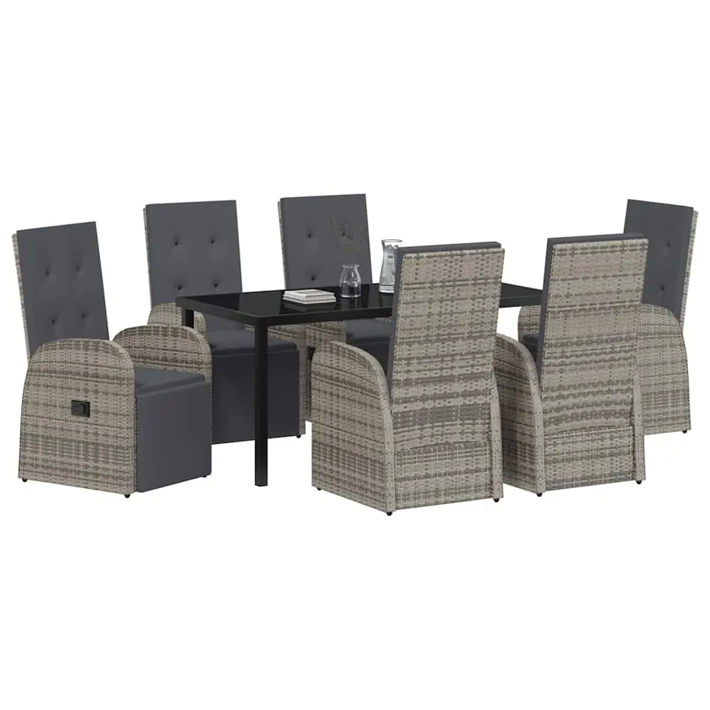 7 Piece Grey Poly Rattan Garden Dining Set