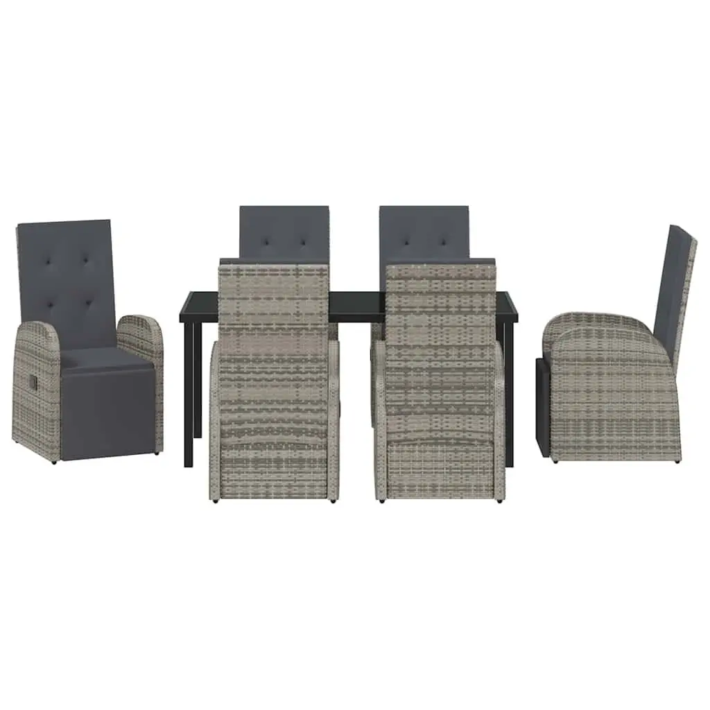 7 Piece Grey Poly Rattan Garden Dining Set