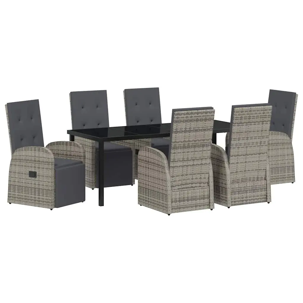 Garden Dining Set 7 Piece Grey Poly Rattan Outdoor Furniture Patio Table Chairs