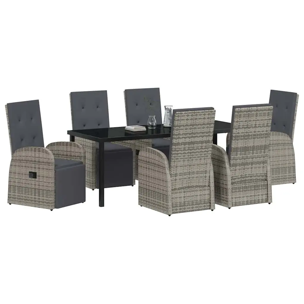 Garden Dining Set 7 Piece Grey Poly Rattan Outdoor Furniture Patio Table Chairs