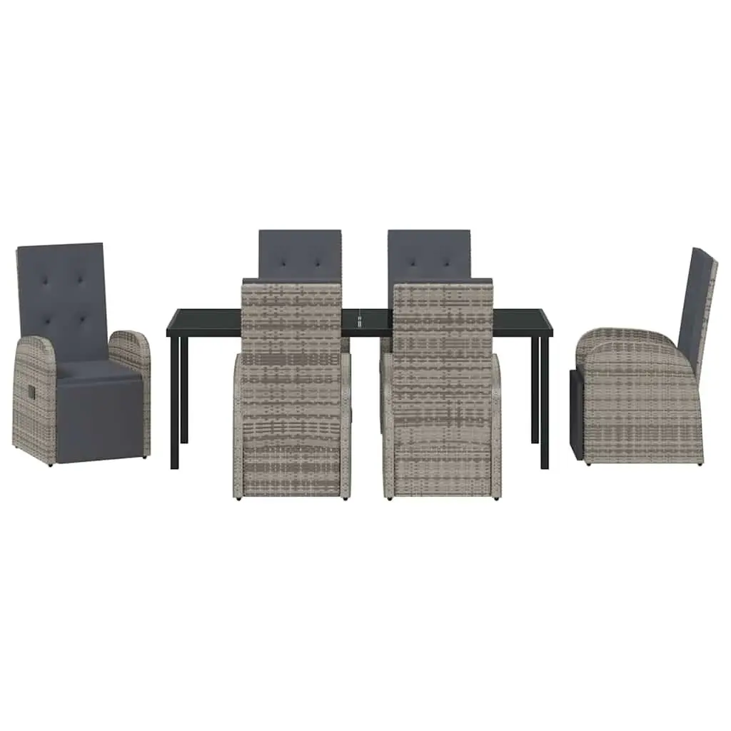 Garden Dining Set 7 Piece Grey Poly Rattan Outdoor Furniture Patio Table Chairs