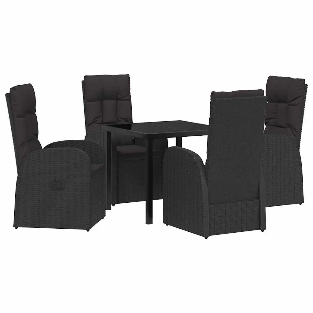 5-Piece Black Poly Rattan Outdoor Dining Set