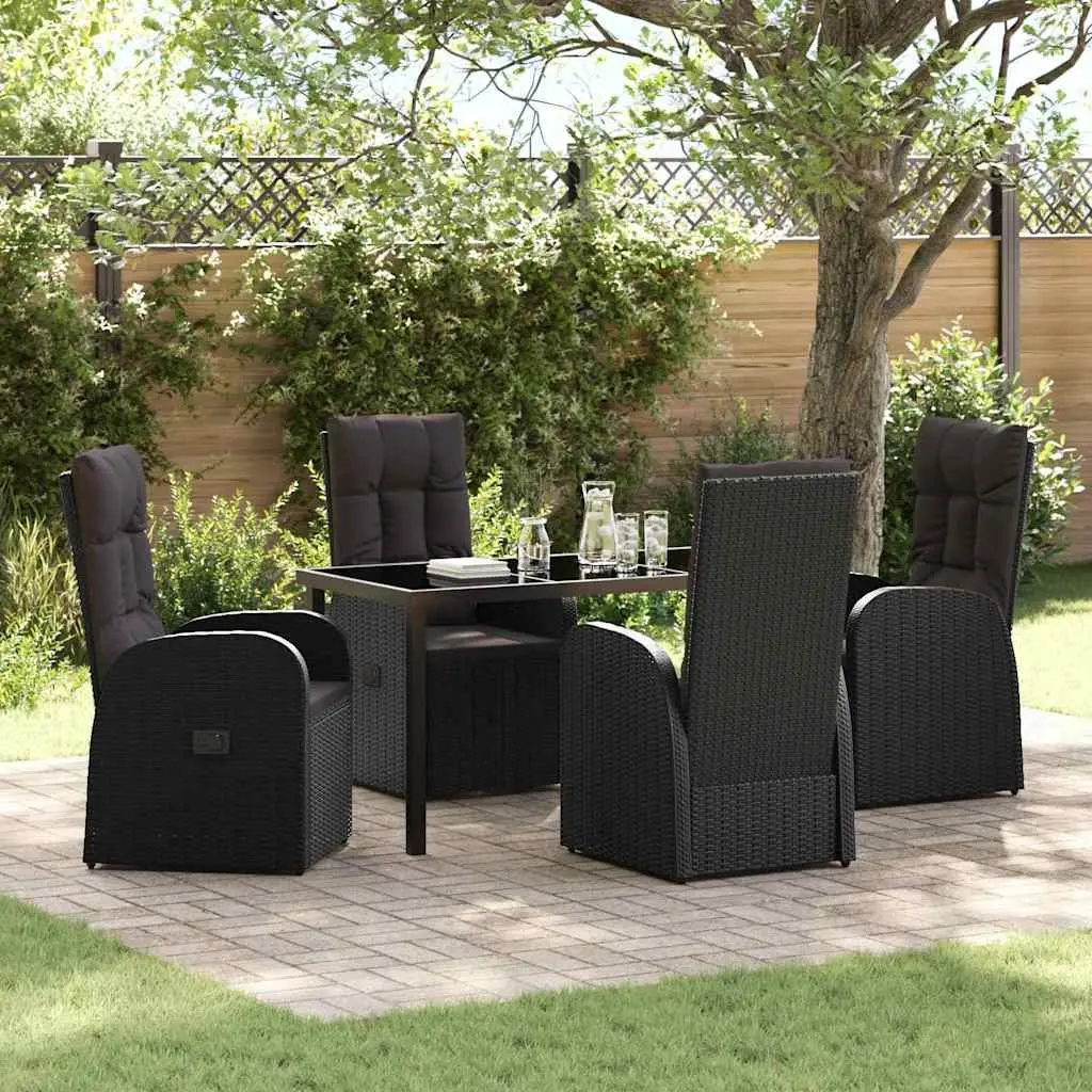Outdoor Garden Dining Set 5-Piece in Black
