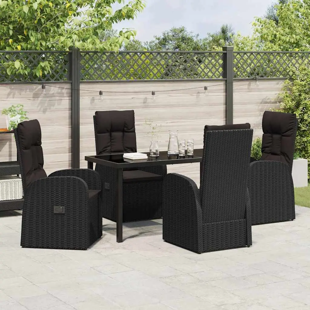 Outdoor Garden Dining Set 5-Piece in Black