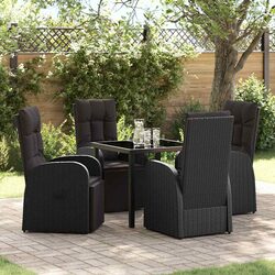 Premium Black Poly Rattan Garden Dining Set 5 Pieces