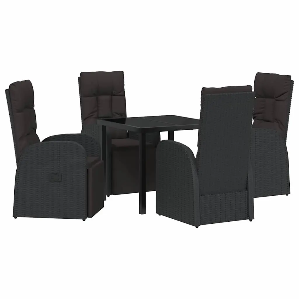 Black Poly Rattan Garden Dining Set 5 Pieces