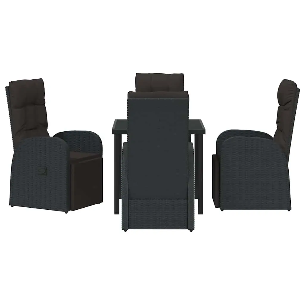 Black Poly Rattan Garden Dining Set 5 Pieces