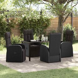 5-Piece Black Poly Rattan Outdoor Dining Set