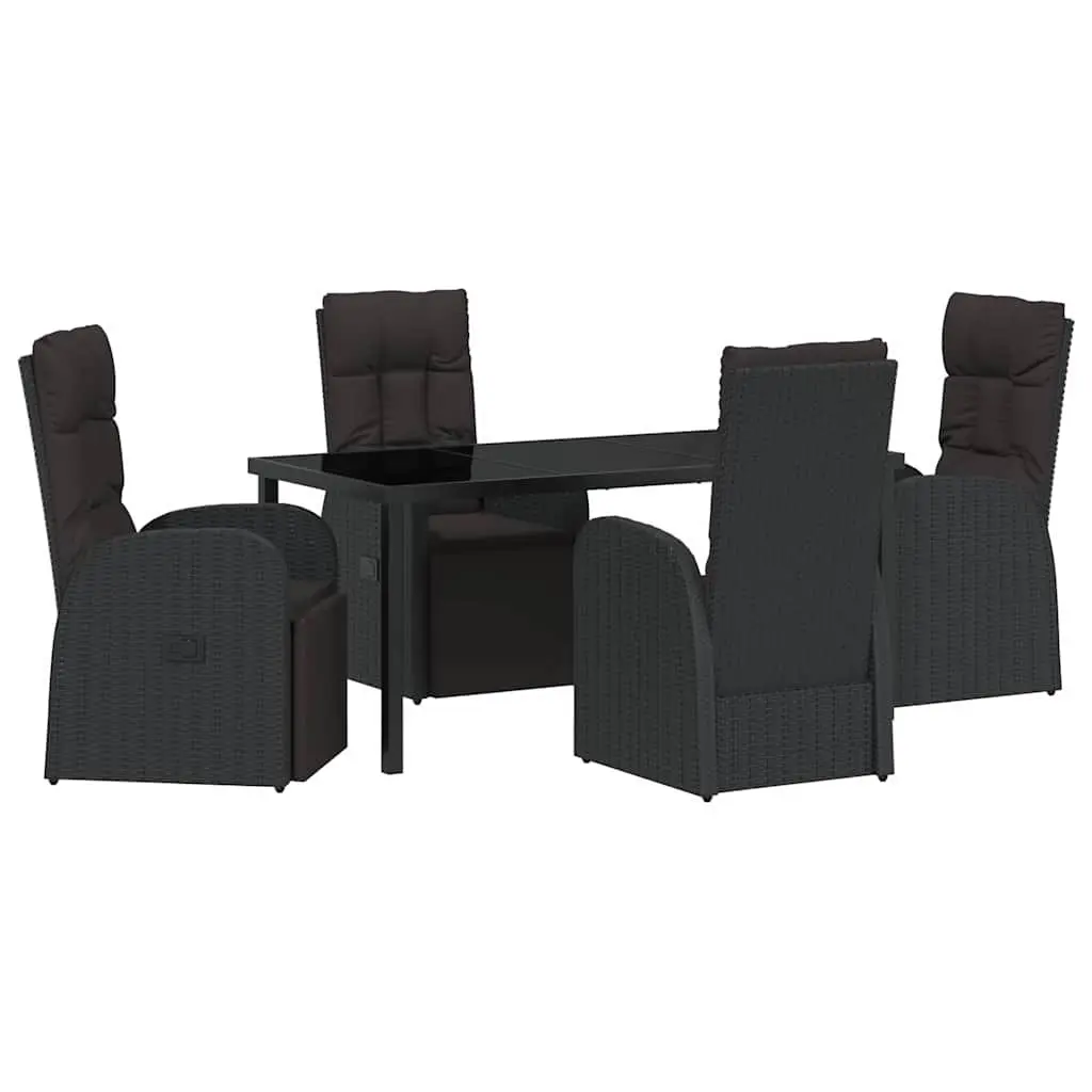 5-Piece Outdoor Dining Set with Black Rattan