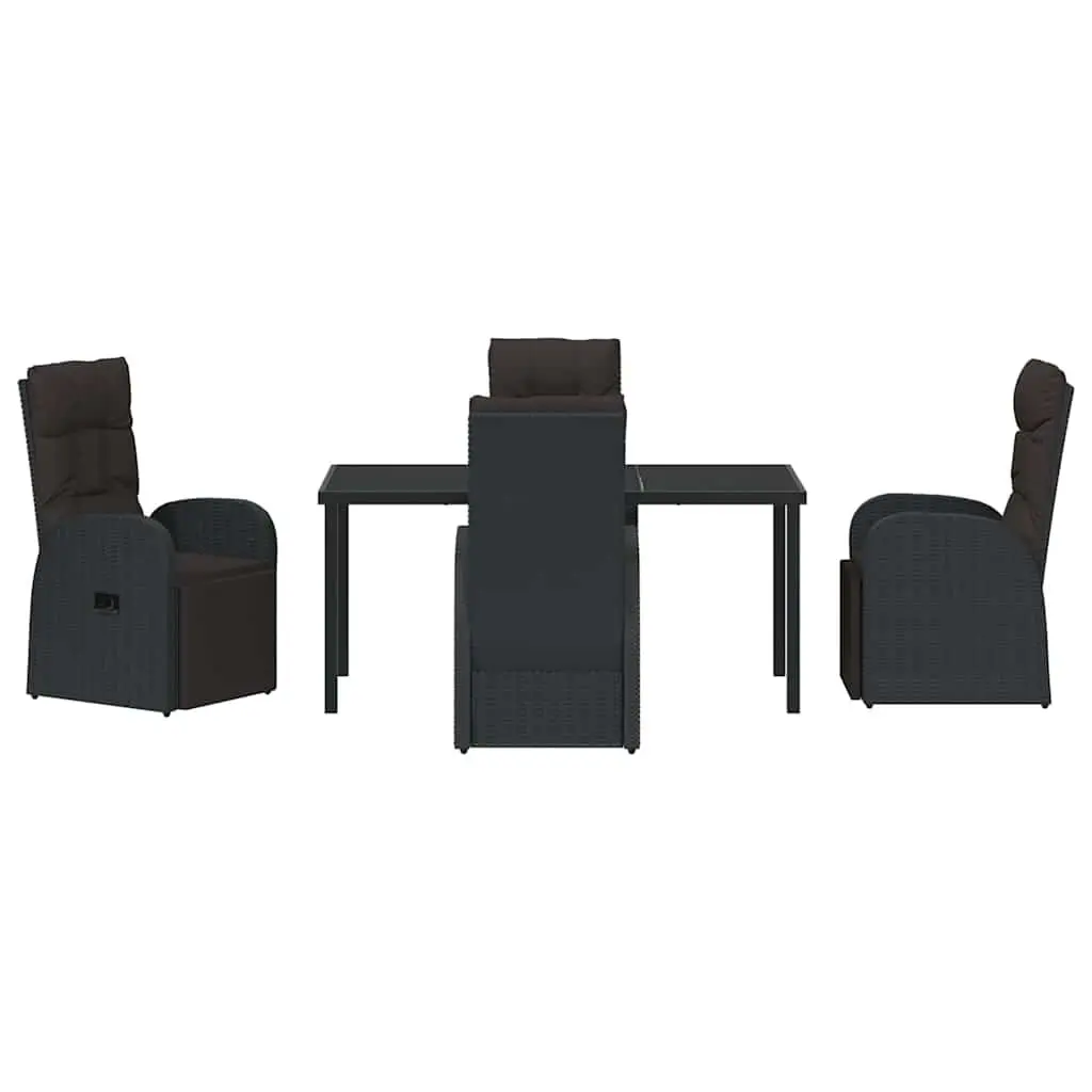 5-Piece Outdoor Dining Set with Black Rattan