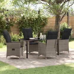 5 Piece Outdoor Garden Dining Set with Cushions in Grey