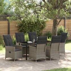 Premium 7-Piece Outdoor Dining Set Grey Poly Rattan