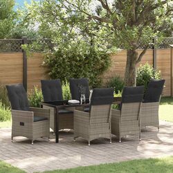 Quality 7-Piece Grey Poly Rattan Garden Dining Set
