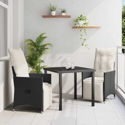 Stylish 3-Piece Outdoor Dining Set with Black Poly Rattan