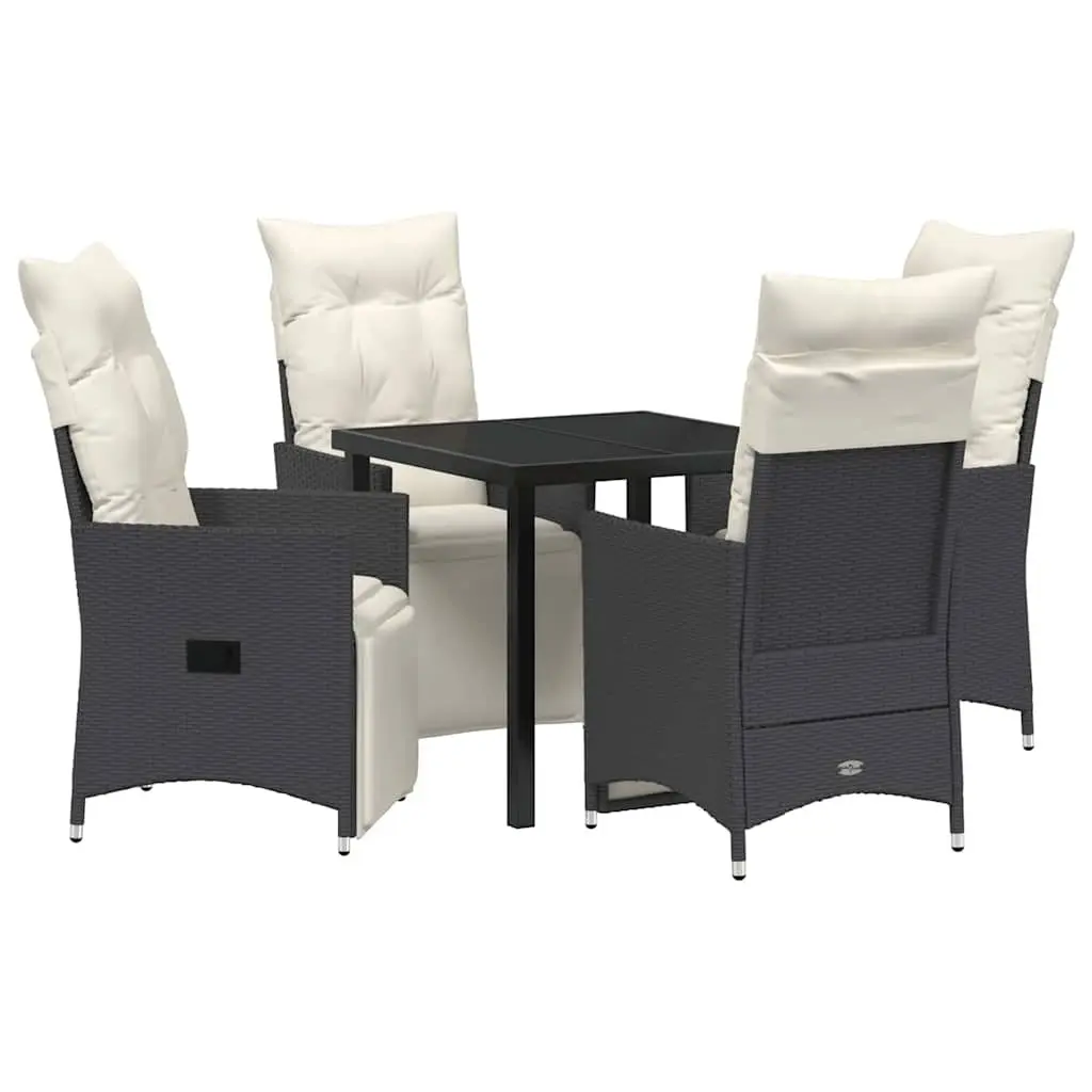 Outdoor Dining Set Poly Rattan 5 Piece Black