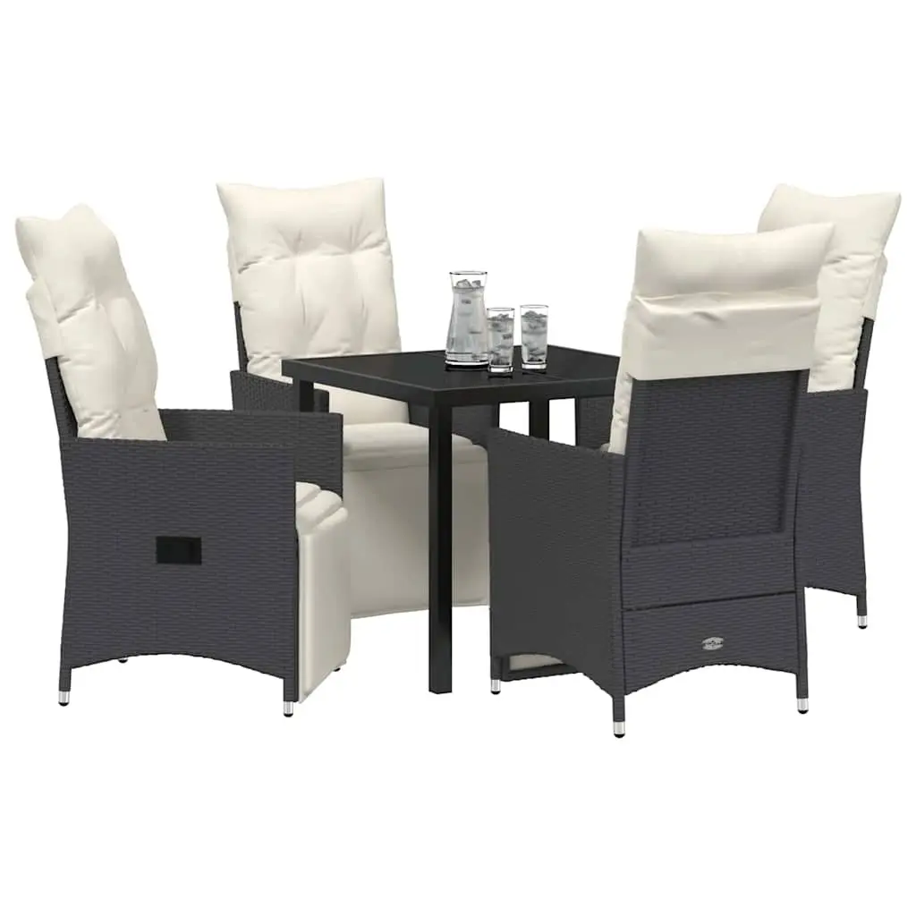 Outdoor Dining Set Poly Rattan 5 Piece Black