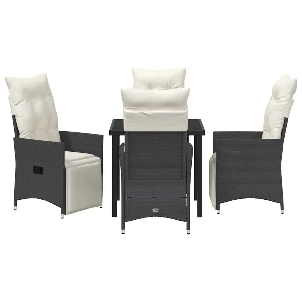 Outdoor Dining Set Poly Rattan 5 Piece Black