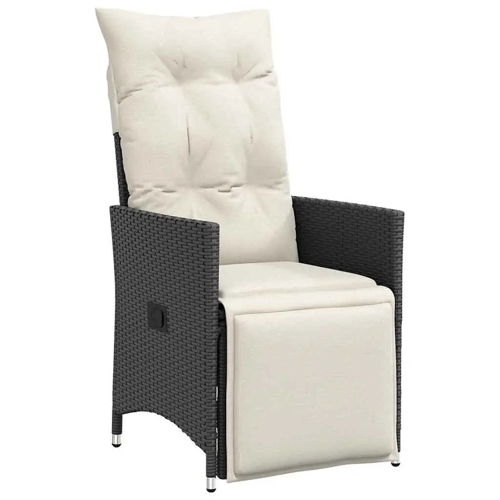 5-Piece Black Poly Rattan Patio Dining Set