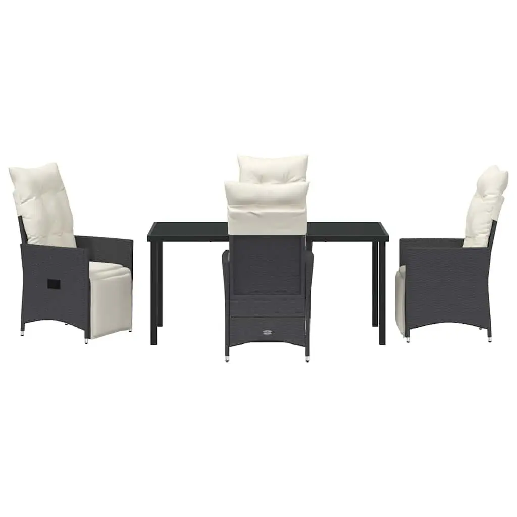 5-Piece Black Poly Rattan Patio Dining Set