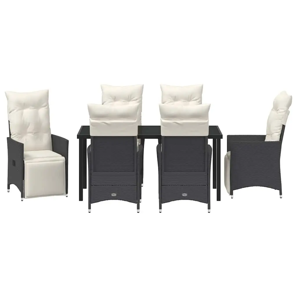 Outdoor Dining Set Poly Rattan 7 Piece Black Patio Furniture