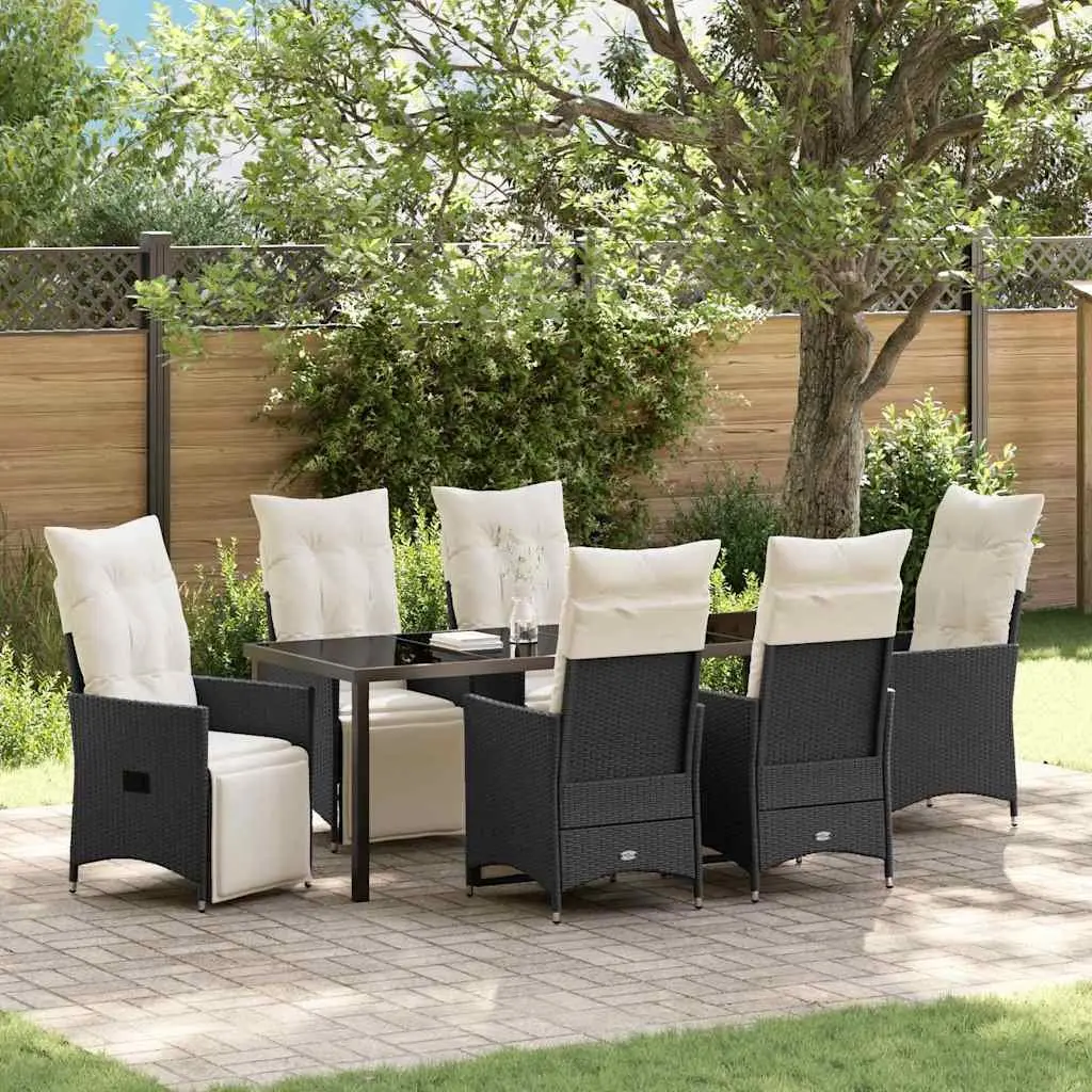 7-Piece Outdoor Garden Dining Set in Black