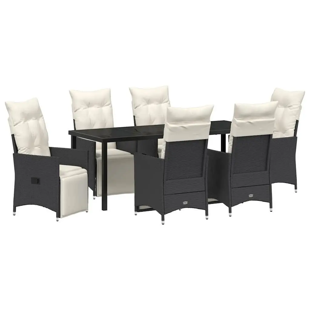 7-Piece Outdoor Garden Dining Set in Black