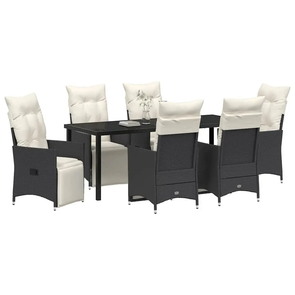 7-Piece Outdoor Garden Dining Set in Black