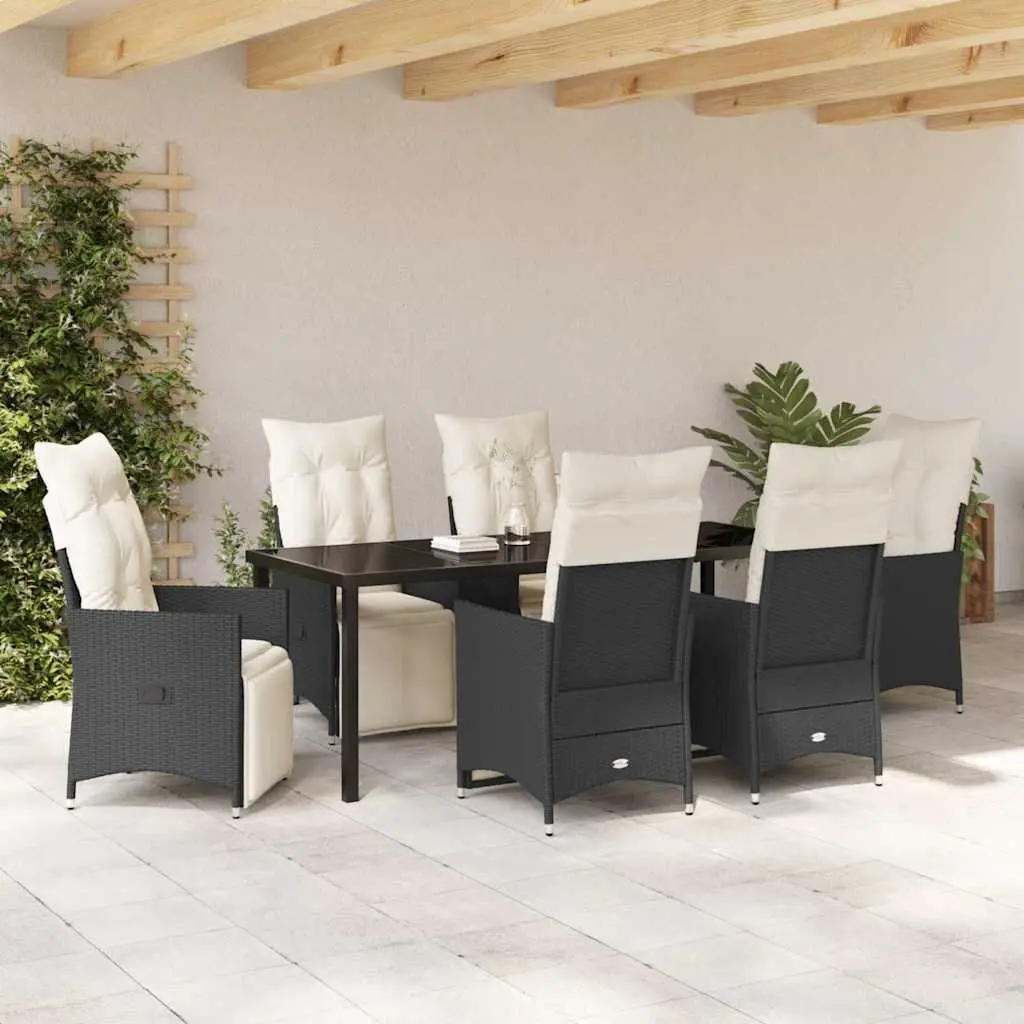 7-Piece Outdoor Garden Dining Set in Black