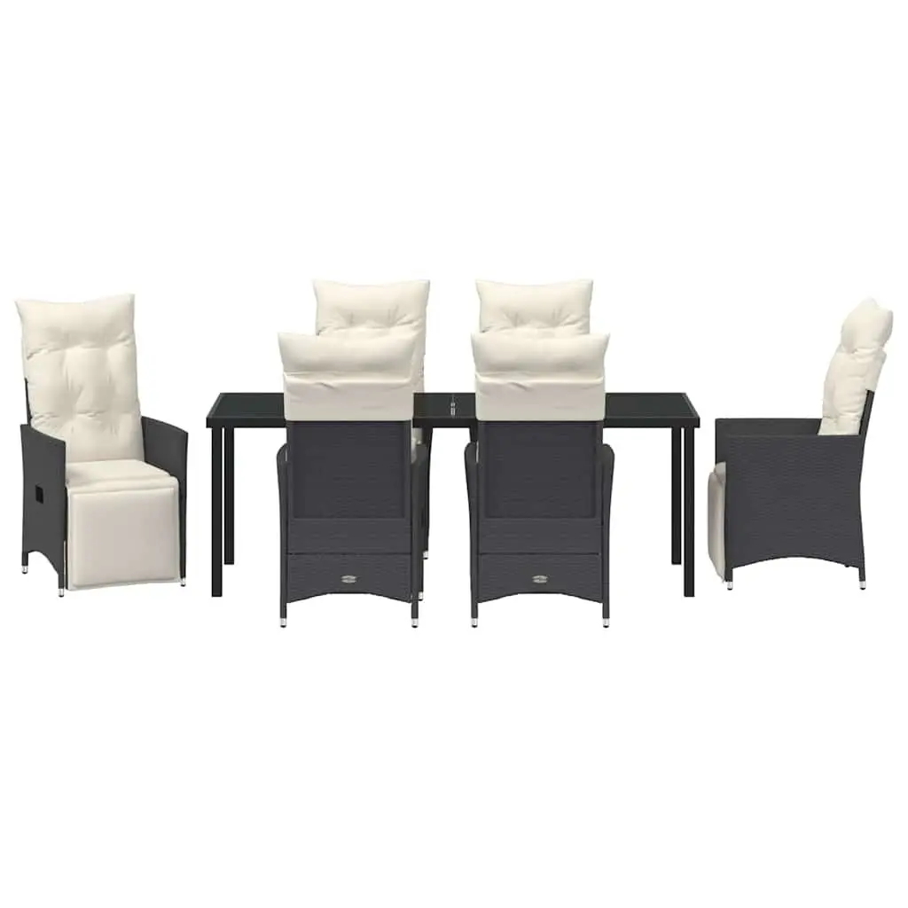7-Piece Outdoor Garden Dining Set in Black