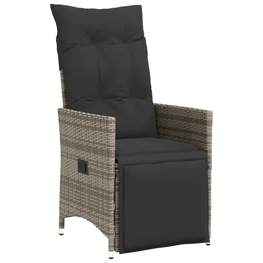 5-Piece Grey Poly Rattan Garden Dining Set with Cushions