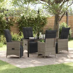 Durable 5-Piece Grey Poly Rattan Garden Dining Set