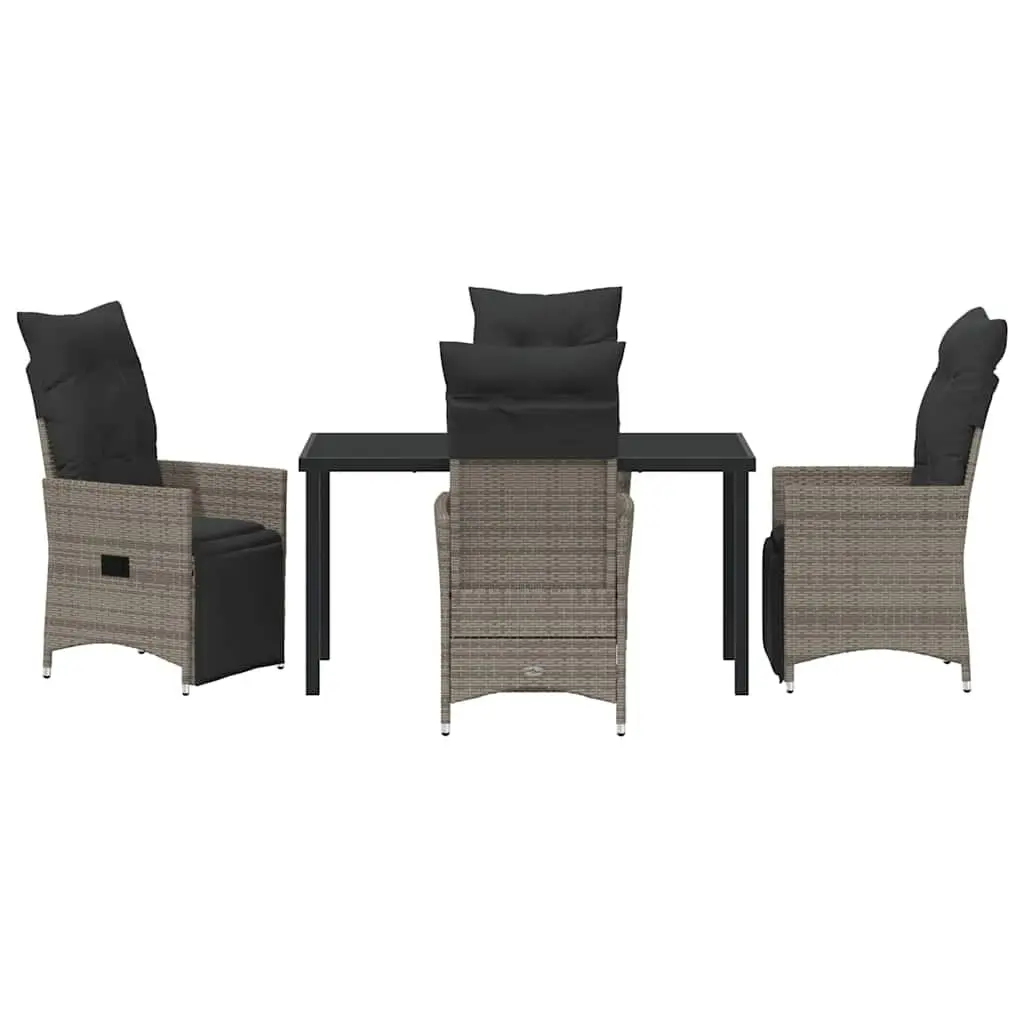 5-Piece Grey Poly Rattan Garden Dining Set