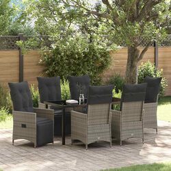 Premium 7-Piece Outdoor Dining Set in Grey Poly Rattan