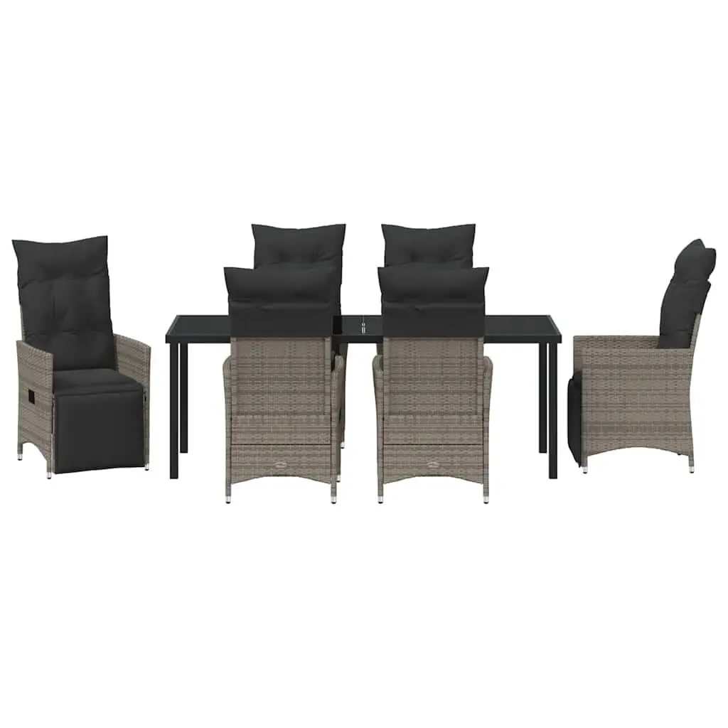 7 Piece Grey Poly Rattan Garden Dining Set