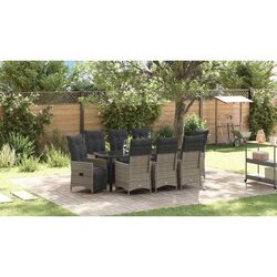 Stylish Grey Poly Rattan Garden Dining Set - 9 Pieces