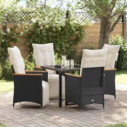 5-Piece Garden Dining Set with Durable Black Poly Rattan