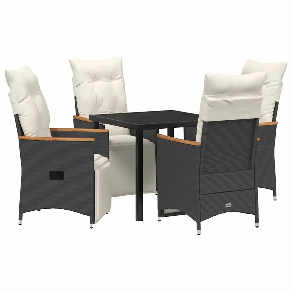 5-Piece Garden Dining Set with Durable Black Poly Rattan