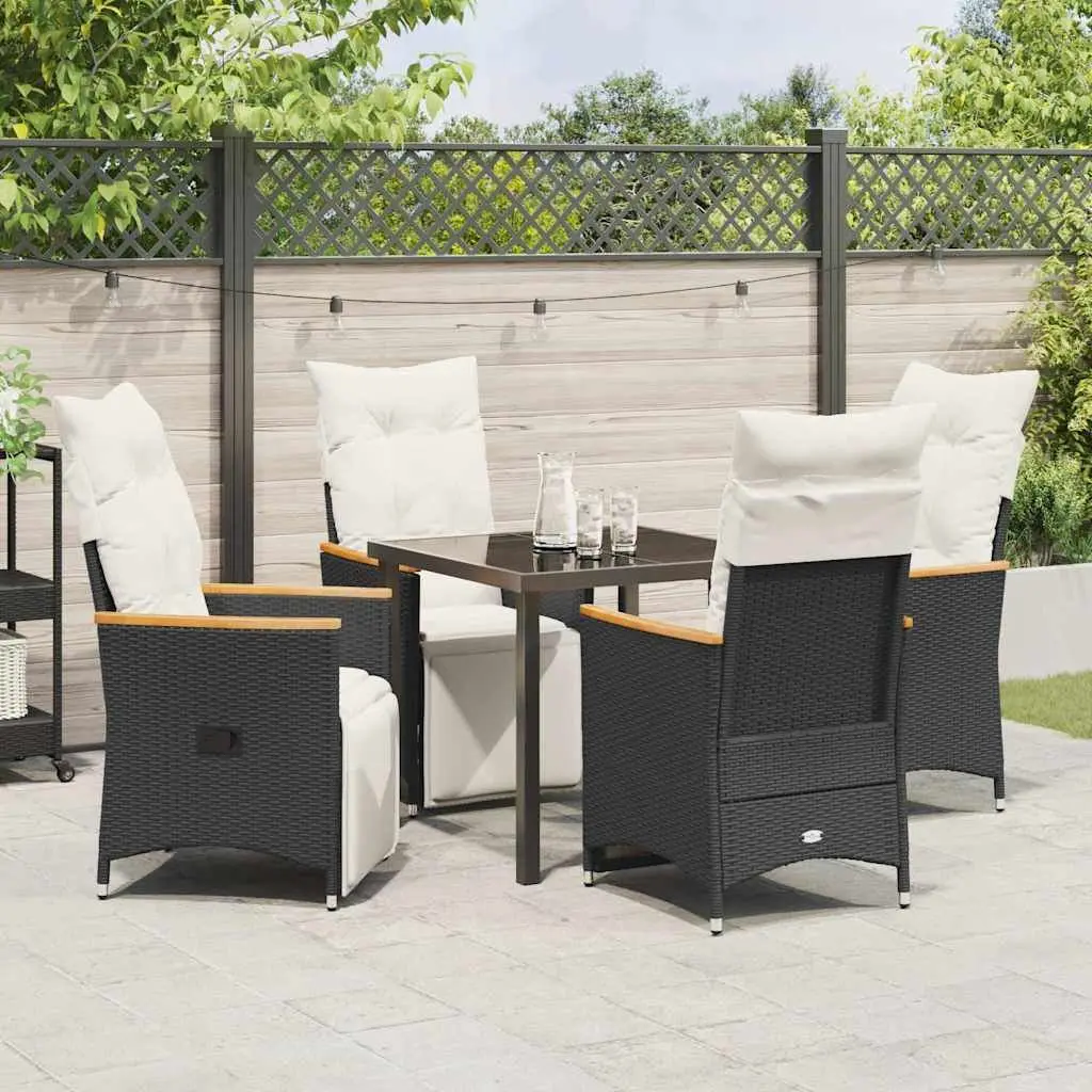 5-Piece Garden Dining Set with Durable Black Poly Rattan