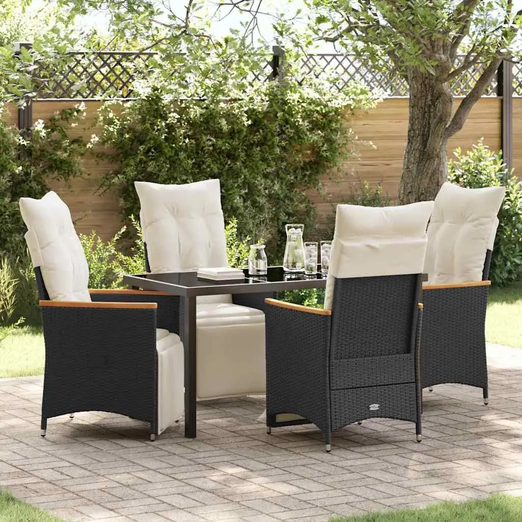5-Piece Black Rattan Garden Dining Set