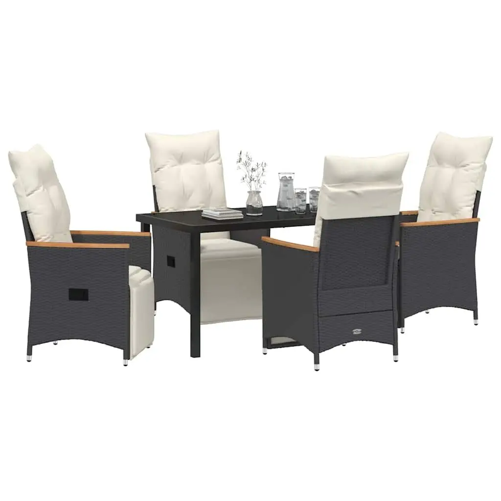 5-Piece Black Rattan Garden Dining Set