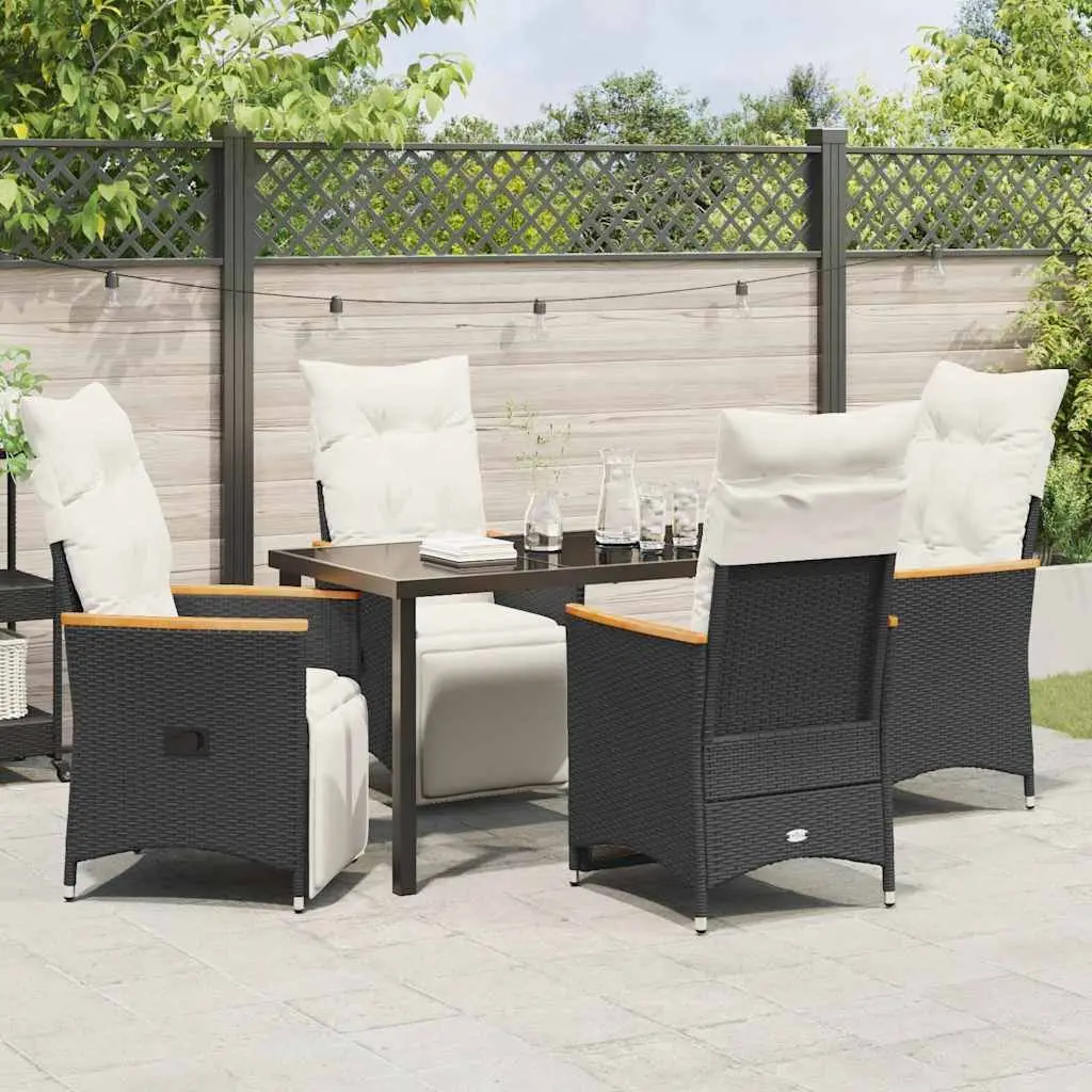 5-Piece Black Rattan Garden Dining Set