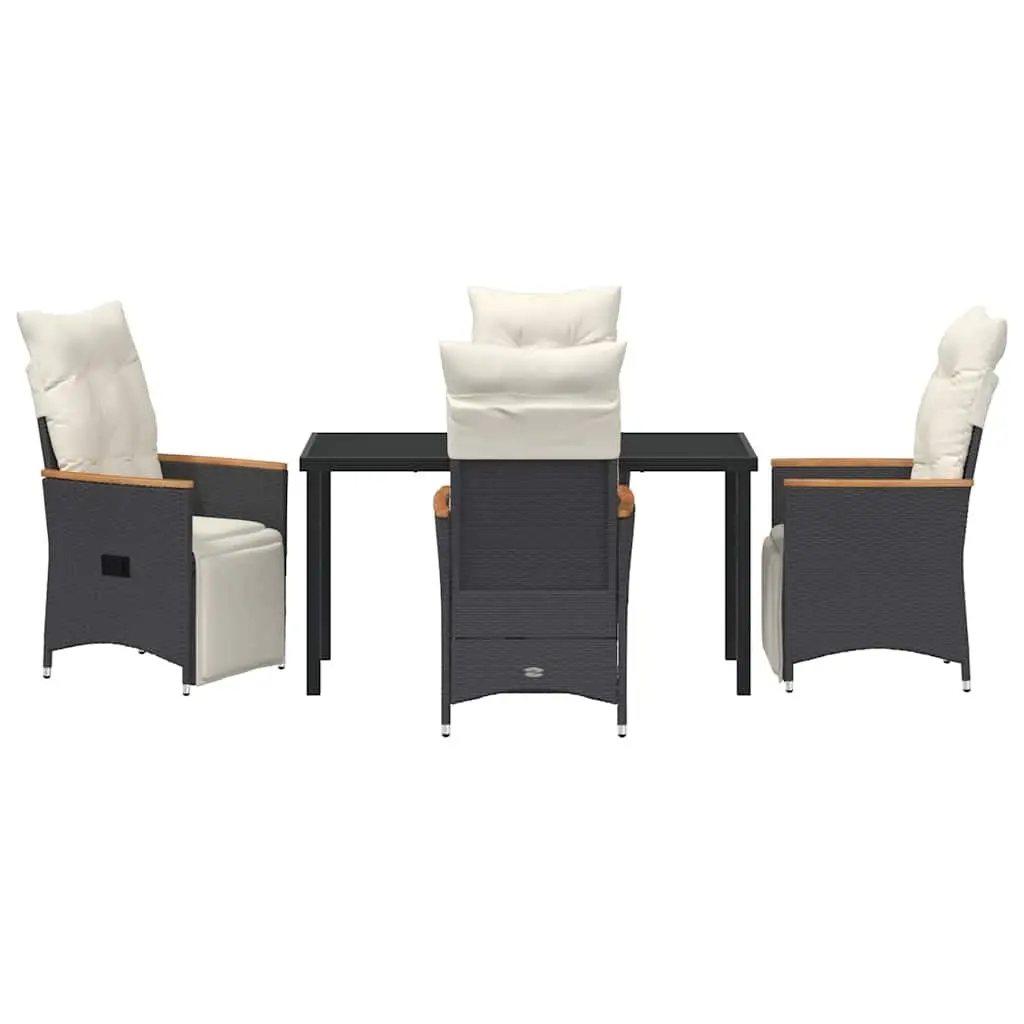 5-Piece Black Rattan Garden Dining Set