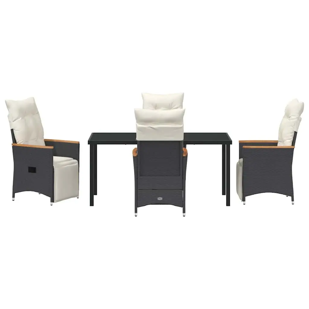 5-Piece Black Poly Rattan Outdoor Dining Set