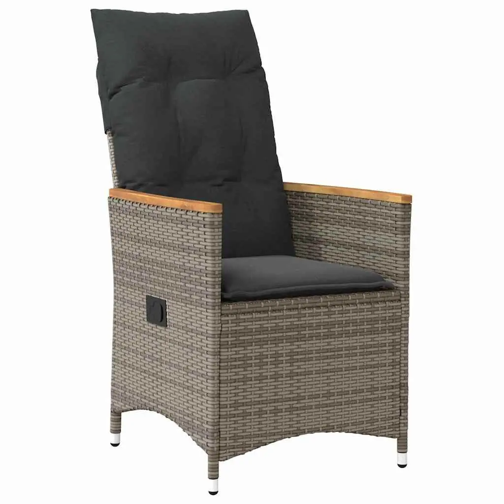 3-Piece Grey Poly Rattan Garden Dining Set