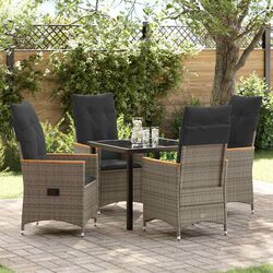 Modern 5 Piece Grey Poly Rattan Outdoor Dining Set