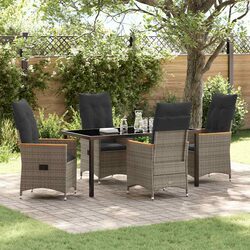 Stylish 5-Piece Garden Dining Set with Grey Cushions