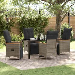 High-Quality Garden Dining Set 5 Piece Grey Poly Rattan